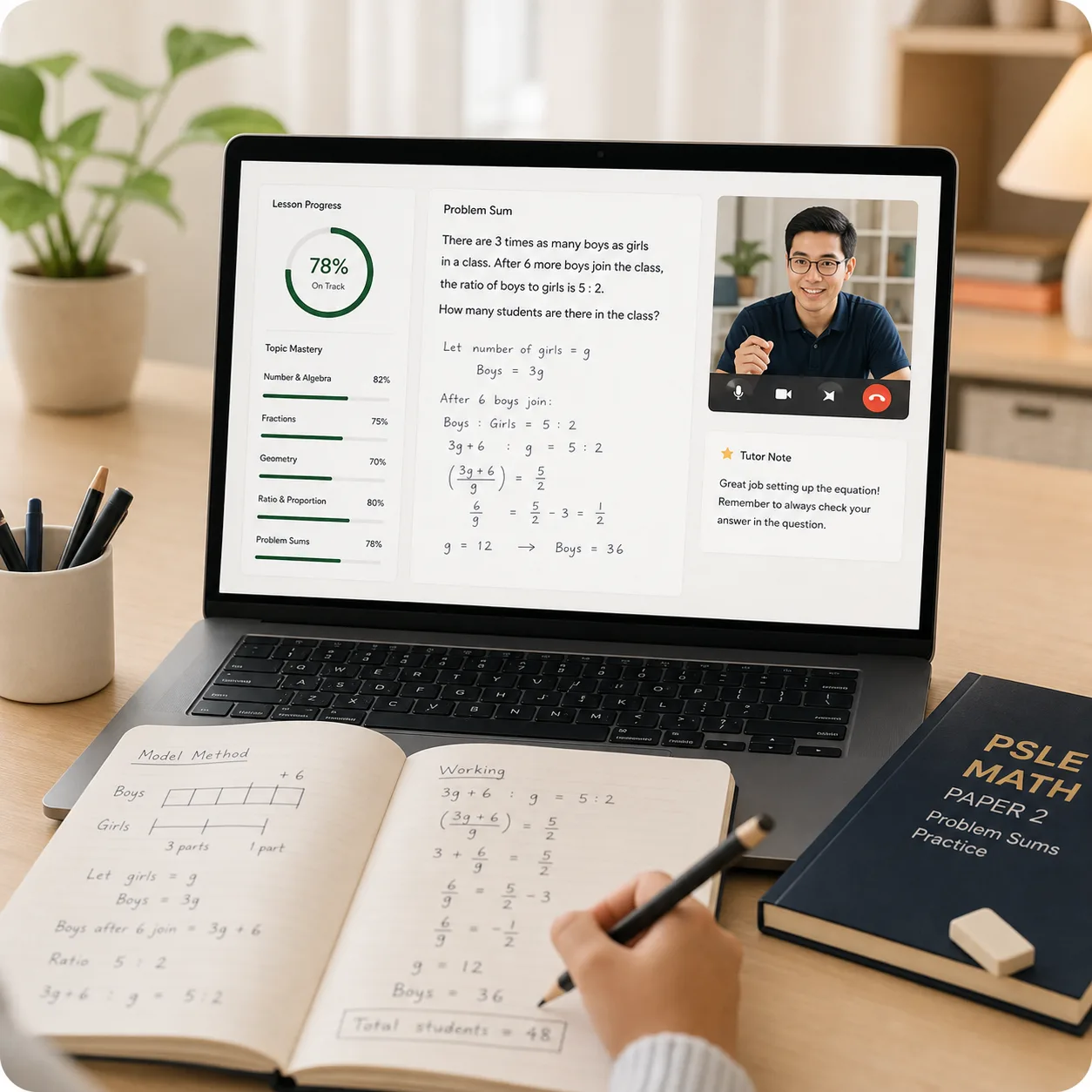 An online math lesson with Haris