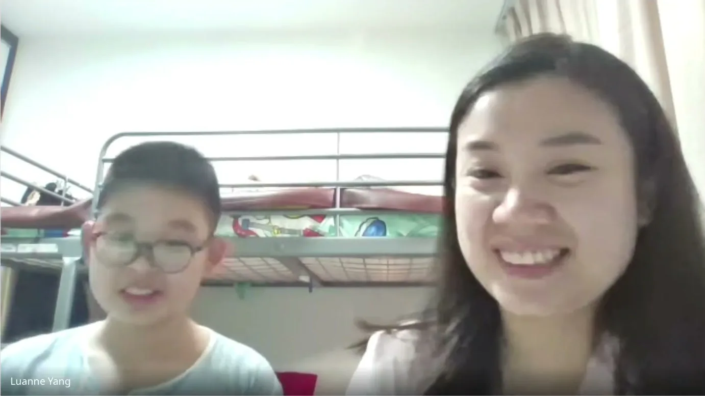 Luanne and Kevin smiling during their interview