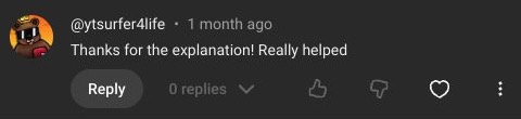 Original YouTube comment from @ytsurfer4life: Thanks for the explanation! Really helped